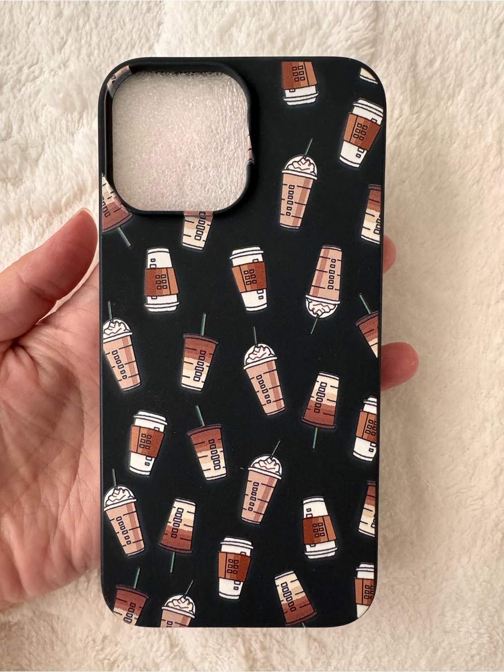 Black Coffee Pattern Protective Phone Case - Compatible with Smartphones